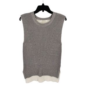 JOA Los Angeles Gray Off White Sleeveless Knit Sweater Womens Size Small